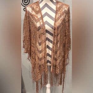 Lace Fringe kimono overthrow
